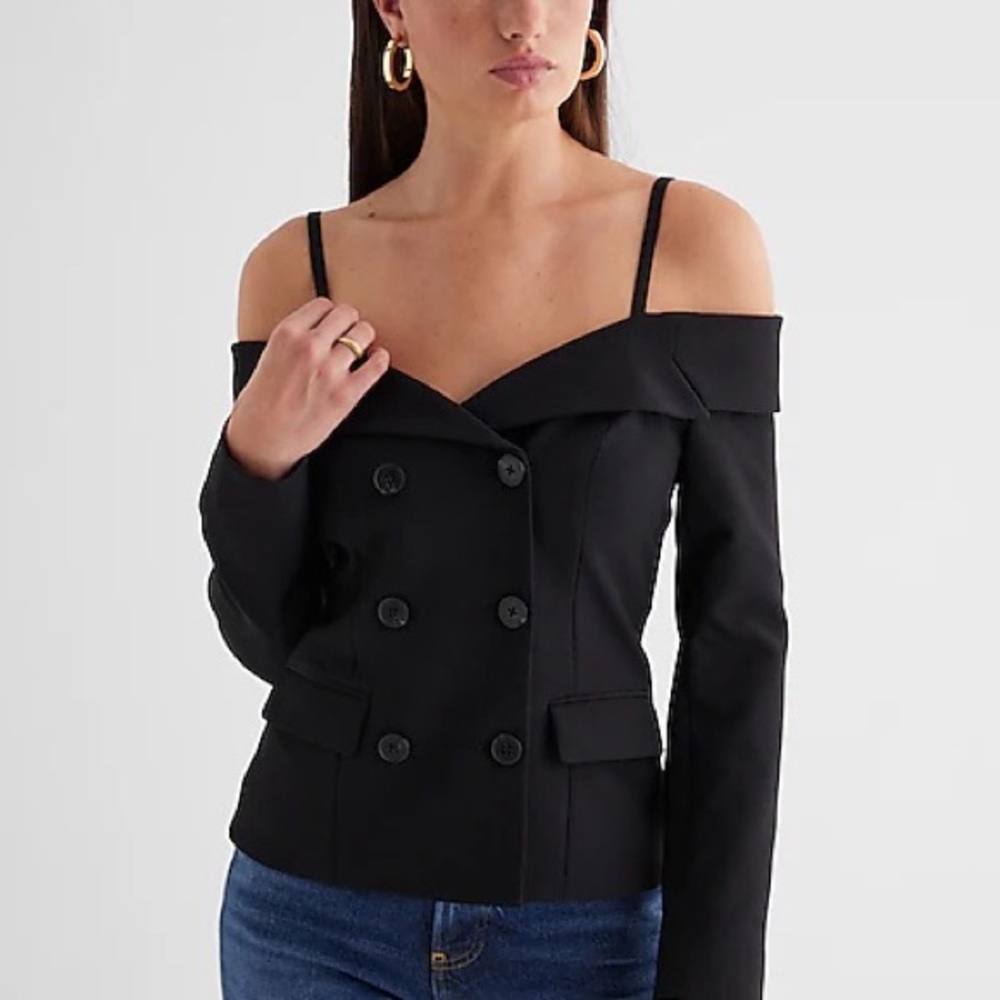 Express off the shoulder double breasted blazer jacket/top NWOT